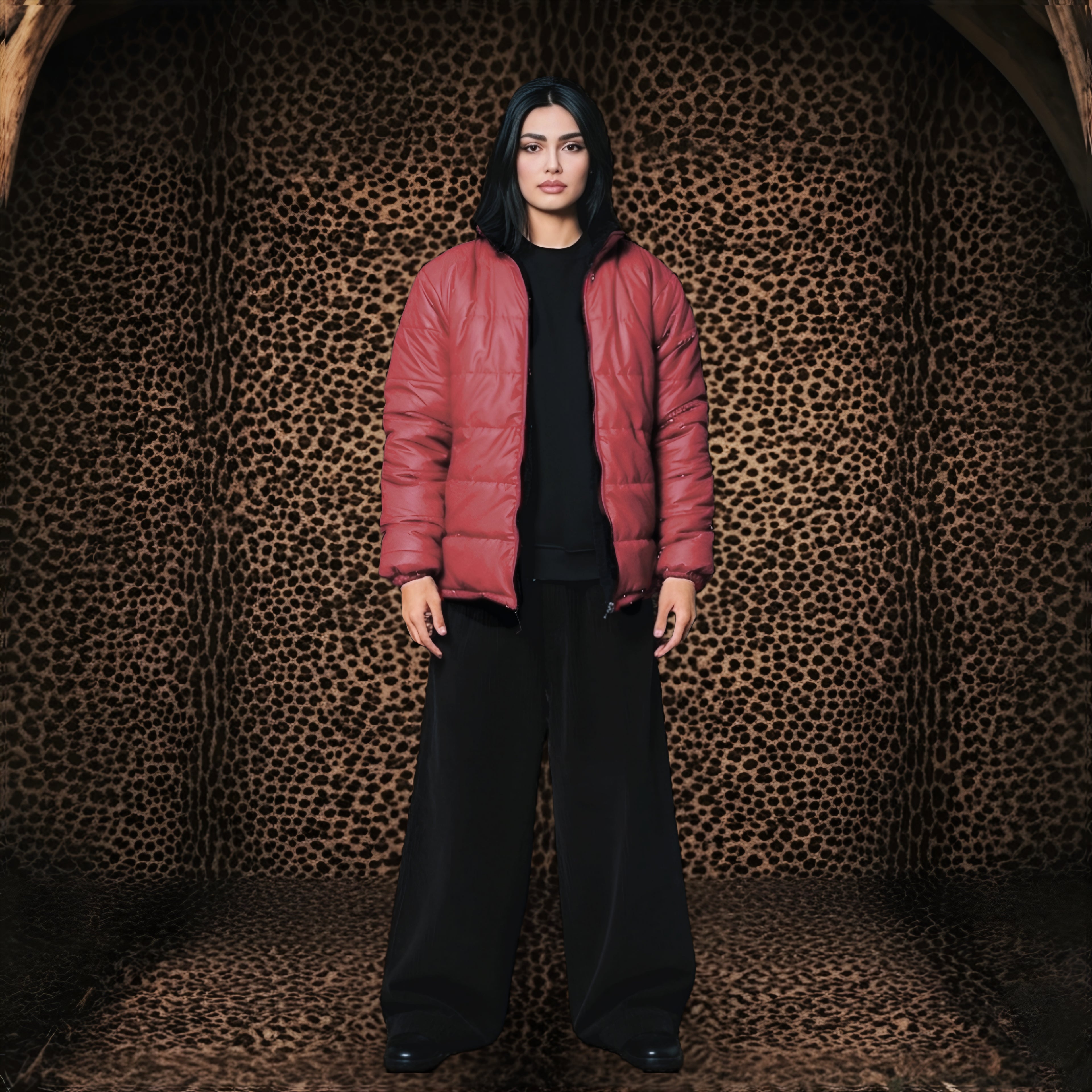 Double Face Jacket BurgundyXBlack