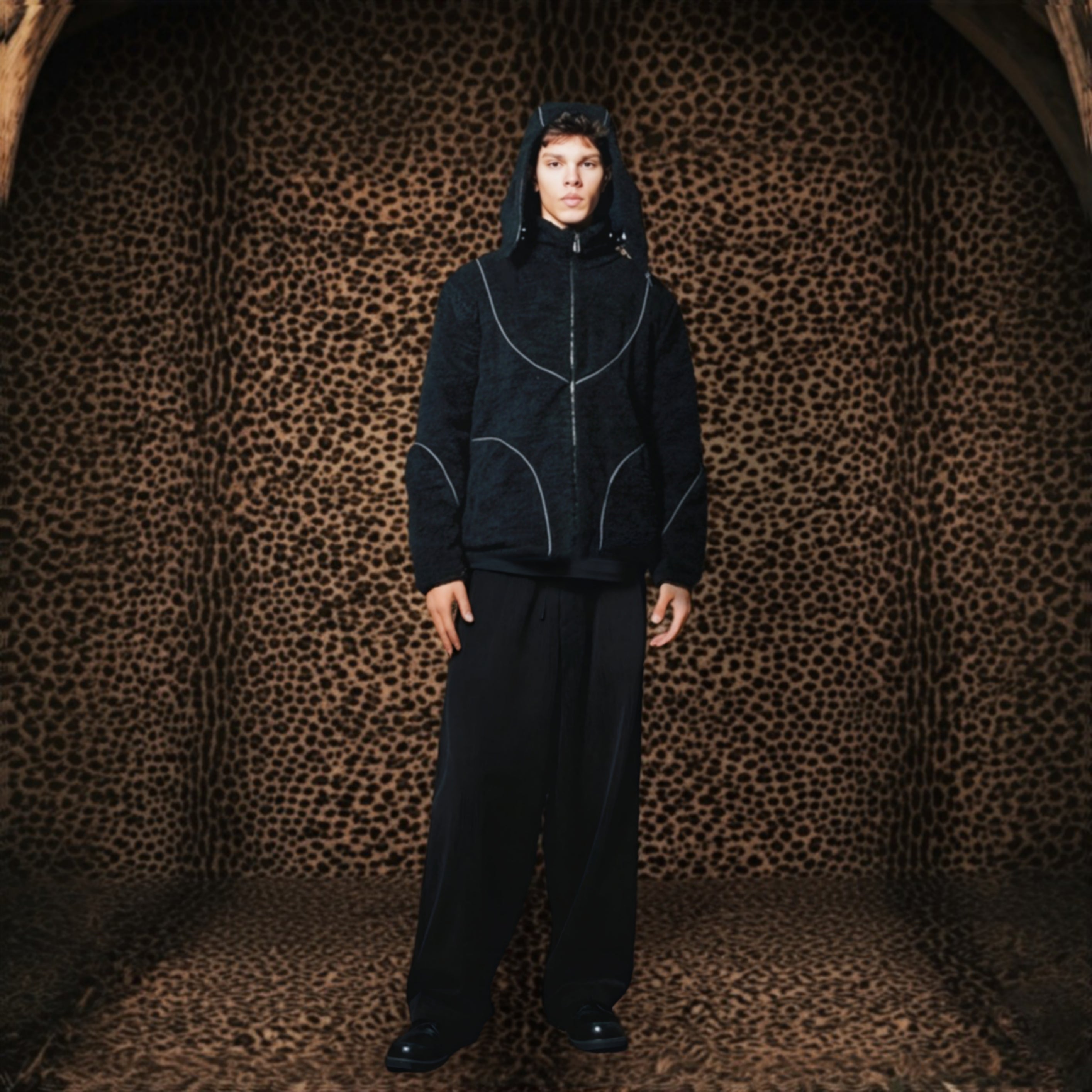 Black Mask Fur Jacket